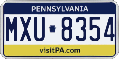 PA license plate MXU8354