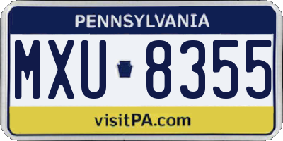 PA license plate MXU8355