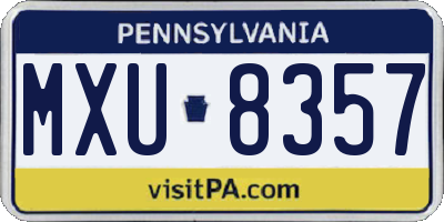 PA license plate MXU8357