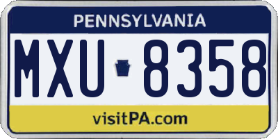 PA license plate MXU8358