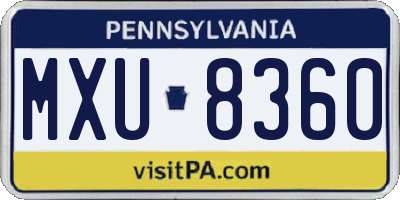 PA license plate MXU8360