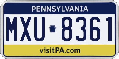 PA license plate MXU8361