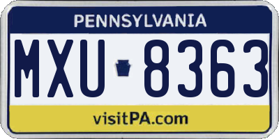 PA license plate MXU8363