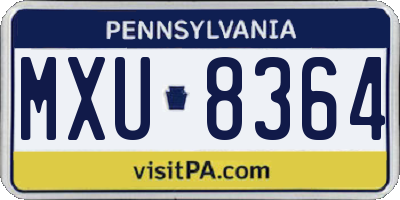 PA license plate MXU8364