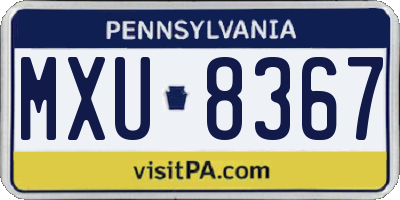 PA license plate MXU8367