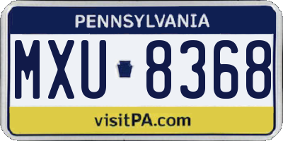 PA license plate MXU8368