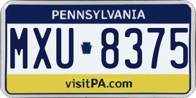 PA license plate MXU8375