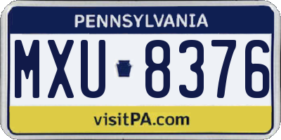 PA license plate MXU8376