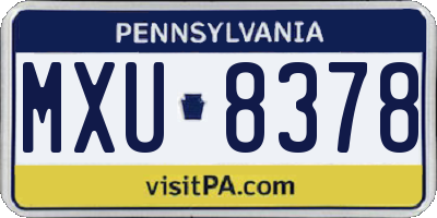 PA license plate MXU8378
