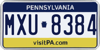 PA license plate MXU8384
