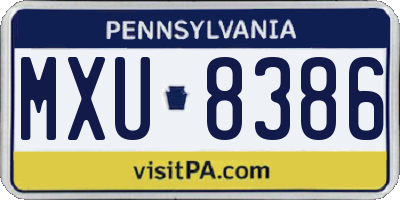 PA license plate MXU8386