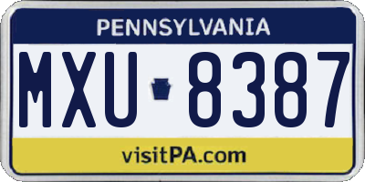 PA license plate MXU8387