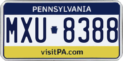PA license plate MXU8388