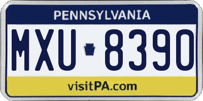 PA license plate MXU8390