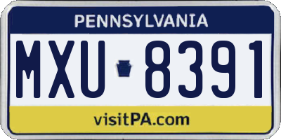 PA license plate MXU8391