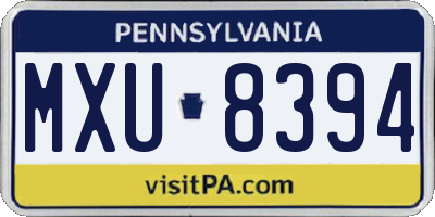 PA license plate MXU8394