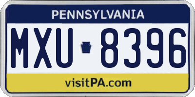 PA license plate MXU8396
