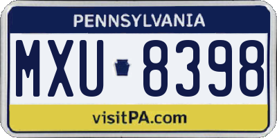 PA license plate MXU8398