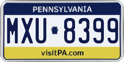 PA license plate MXU8399