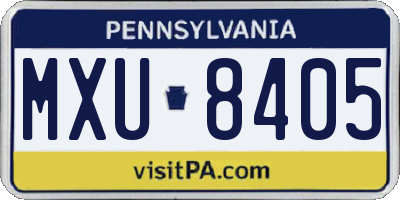 PA license plate MXU8405