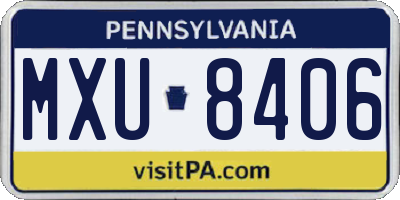PA license plate MXU8406