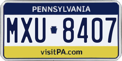 PA license plate MXU8407