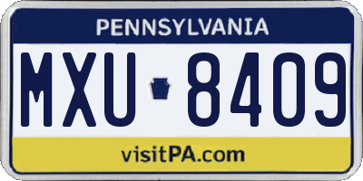 PA license plate MXU8409