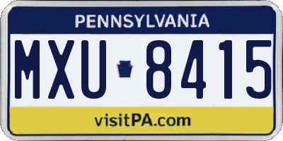 PA license plate MXU8415