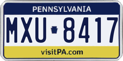 PA license plate MXU8417