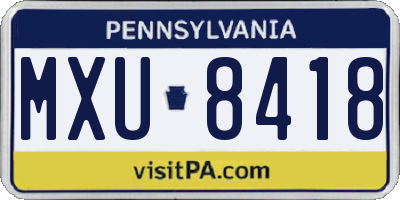 PA license plate MXU8418