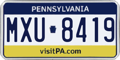 PA license plate MXU8419