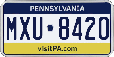 PA license plate MXU8420