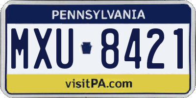 PA license plate MXU8421
