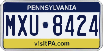 PA license plate MXU8424