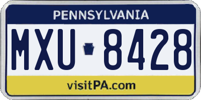 PA license plate MXU8428