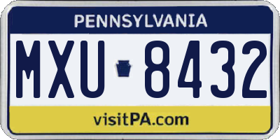 PA license plate MXU8432