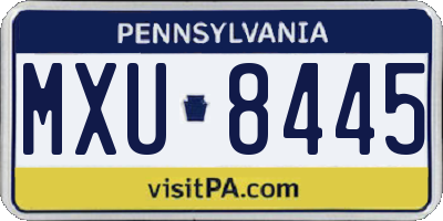 PA license plate MXU8445