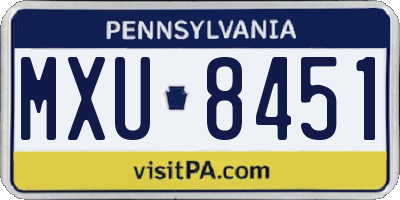 PA license plate MXU8451