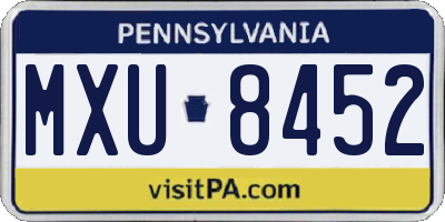 PA license plate MXU8452