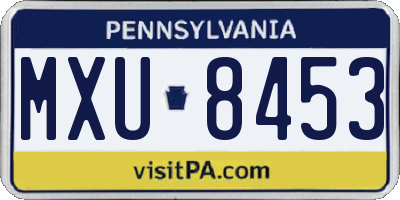 PA license plate MXU8453