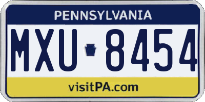 PA license plate MXU8454