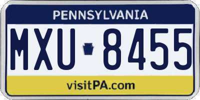 PA license plate MXU8455