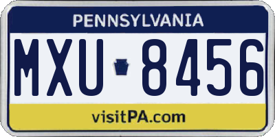 PA license plate MXU8456