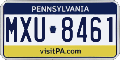 PA license plate MXU8461