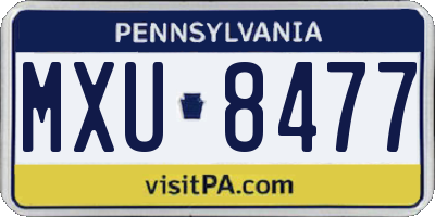 PA license plate MXU8477