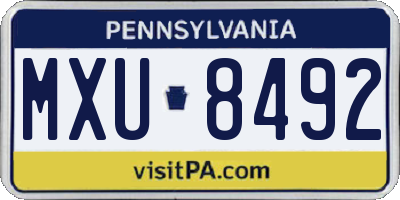 PA license plate MXU8492