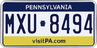 PA license plate MXU8494