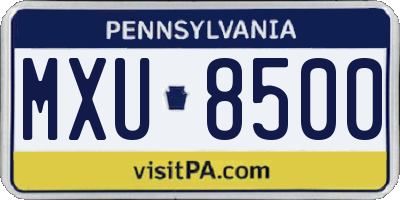 PA license plate MXU8500