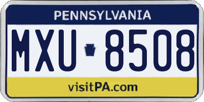 PA license plate MXU8508