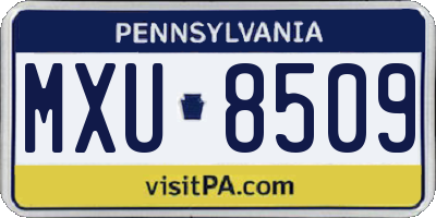 PA license plate MXU8509